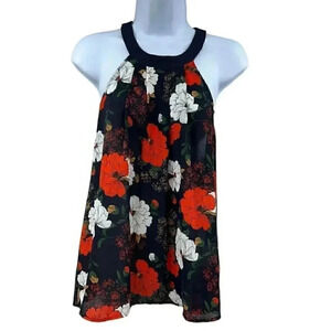 Paper moon floral halter top tank women’s size medium